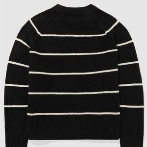 Aerie Black and White Striped Crewneck Sweater